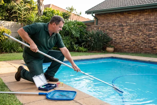 A clear swimming pool at a Randburg home after a service visit
